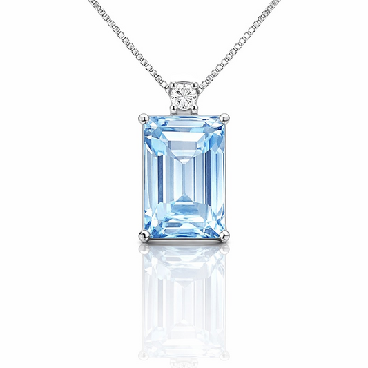 Collana con pendente topazio 1,87 ct e diamante 0,03 ct  in oro bianco 18Kt (750)