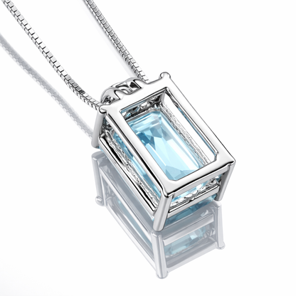 Collana con pendente topazio 1,87 ct e diamante 0,03 ct  in oro bianco 18Kt (750)