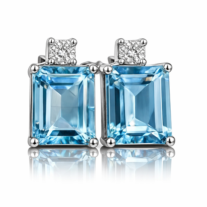 Orecchini con topazio 3,80 ct e diamante 0,05 ct in oro bianco 18Kt (750)