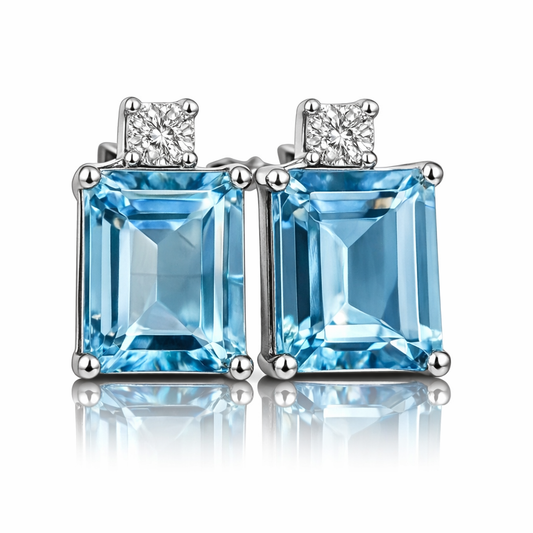 Orecchini con topazio 3,80 ct e diamante 0,05 ct in oro bianco 18Kt (750)