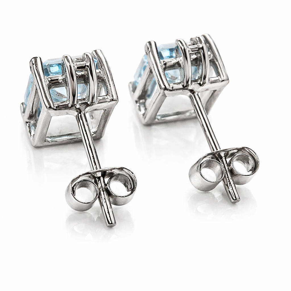 Orecchini con topazio 3,80 ct e diamante 0,05 ct in oro bianco 18Kt (750)