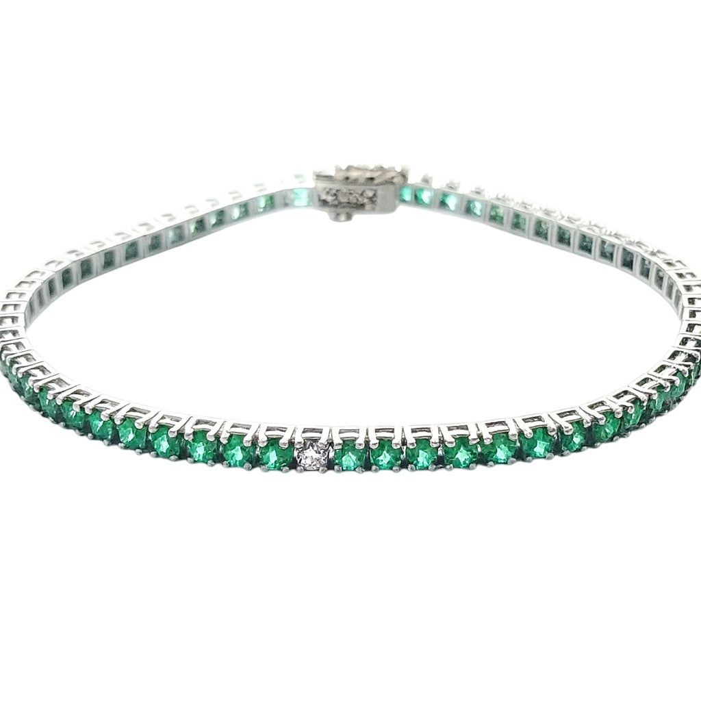Bracciale Tennis Astralia in oro bianco 18K con Smeraldi 3,41 ct e Diamanti 0,25 ct