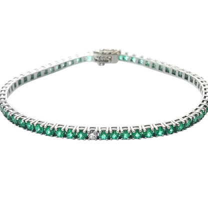 Bracciale Tennis Astralia in oro bianco 18K con Smeraldi 3,41 ct e Diamanti 0,25 ct