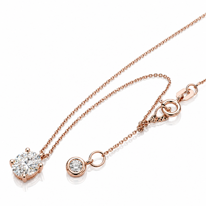 Collana con pendente diamante ovale ct 0,30 e diamante rotondo ct 0,20 in oro rosa 18kt (750) certificato HRD Antwerp