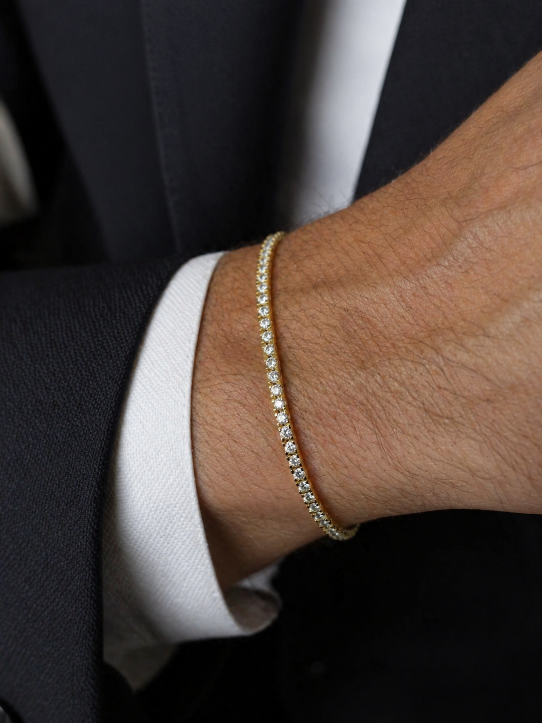 Bracciale tennis con diamanti bianchi ct. 1,65 in oro giallo 18kt (750) - 21 cm