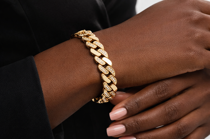Bracciale groumette con diamanti ct 1,55 in oro giallo 18kt (750)