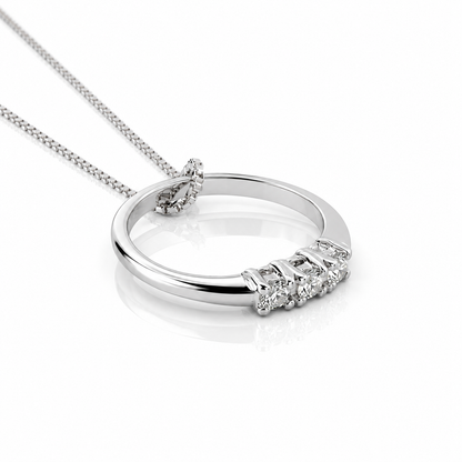 Collana con pendente anello trilogy "Baby" diamanti ct 0,06 in oro bianco 18kt (750)