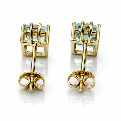 Orecchini con topazio 3,80 ct e diamante 0,05 ct in oro giallo 18Kt (750)