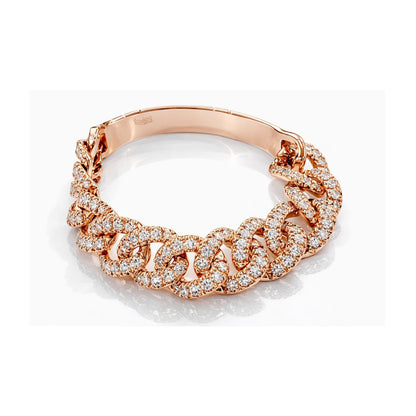 Anello groumette semirigido lavorato con diamanti ct 0,60 in oro rosa 18kt (750)
