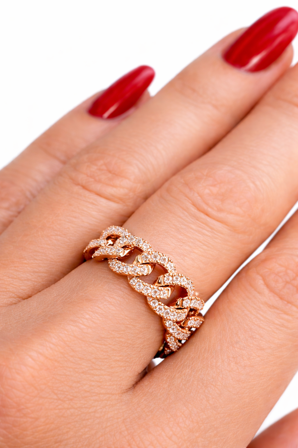 Anello groumette semirigido lavorato con diamanti ct 0,60 in oro rosa 18kt (750)