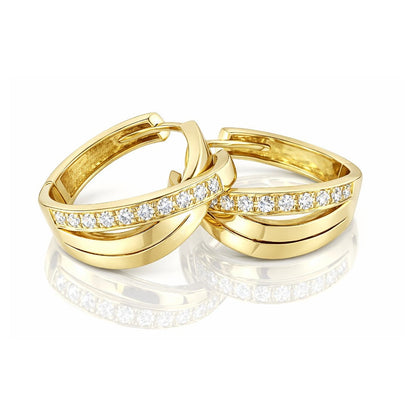 Orecchini a cerchio con diamanti bianchi ct 0,28 in oro giallo 18kt (750)
