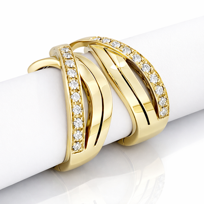 Orecchini a cerchio con diamanti bianchi ct 0,28 in oro giallo 18kt (750)