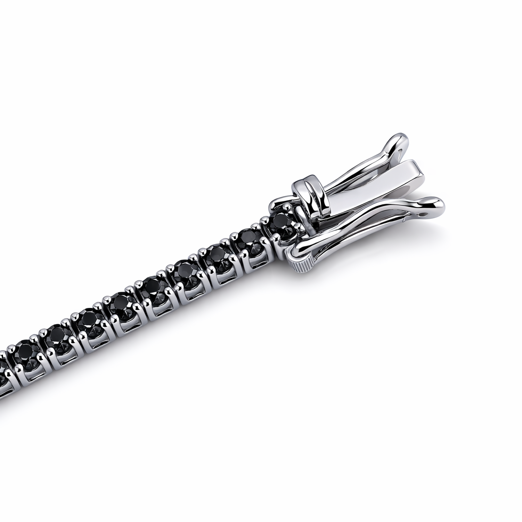Bracciale Tennis Diamanti Neri ct 6,00 Diamanti Bianchi ct 0,48 in oro bianco 18kt (750) - Certificato Gem Tech