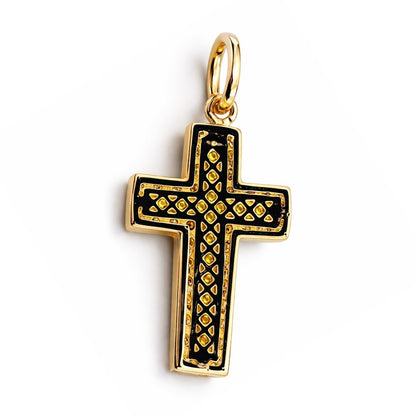 Pendente croce con diamanti ct 0,28 in oro giallo 18kt (750)