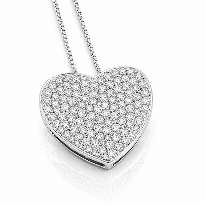 Collana con pendente a cuore in pavé di diamanti da 0,50 ct in oro bianco 18kt (750)