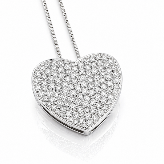 Collana con pendente a cuore in pavé di diamanti da 0,50 ct in oro bianco 18kt (750)