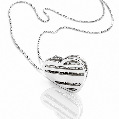 Collana con pendente a cuore in pavé di diamanti da 0,50 ct in oro bianco 18kt (750)