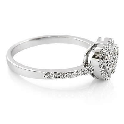 Anello cuore in pave' di Diamanti  ct 0,40 in oro bianco 18kt (750)