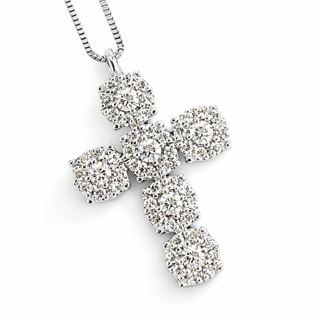 Collana con pendente croce modello magic con diamanti ct 0,63 in oro 18kt (750)