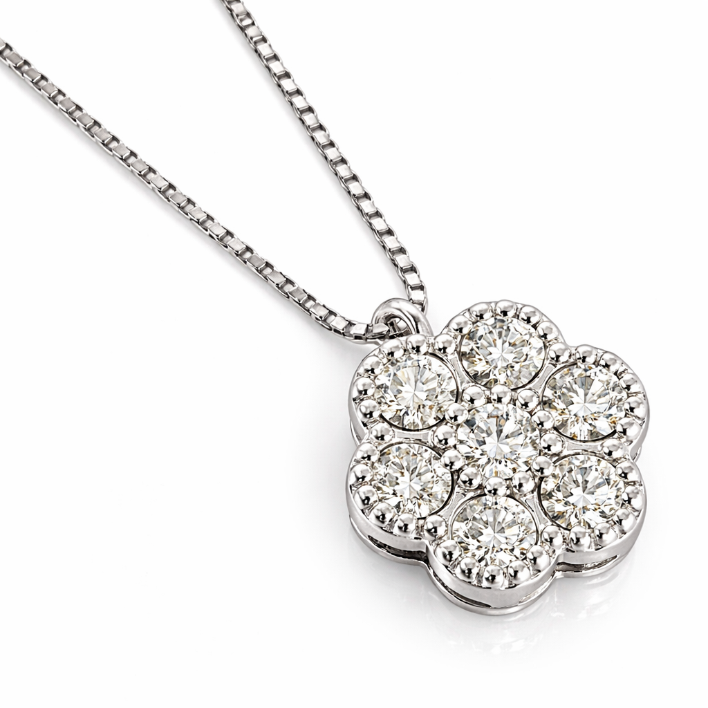 Collana con pendente punto luce magic tondo con Diamanti ct 0,21 in oro bianco 18kt (750)