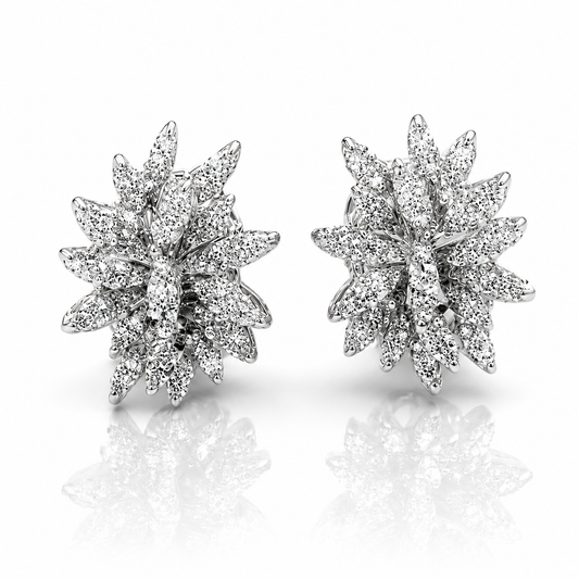 Orecchini petali con diamanti ct 0,60 in oro bianco 18kt (750)