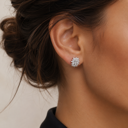 Orecchini petali con diamanti ct 0,60 in oro bianco 18kt (750)