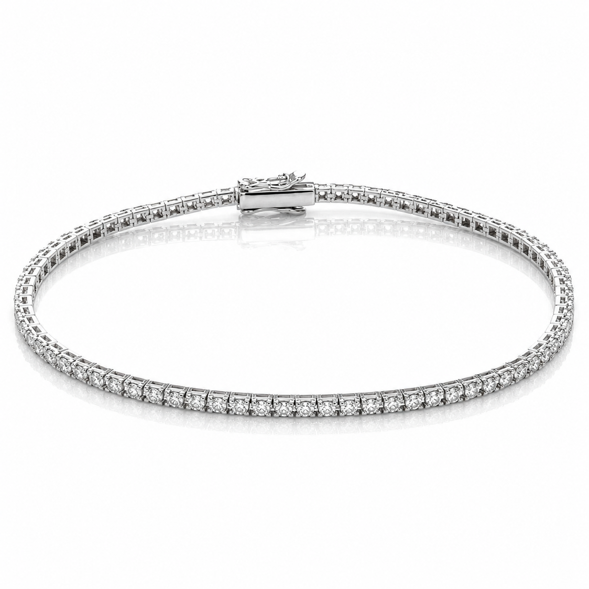 Bracciale tennis con diamanti bianchi ct 1,08 - 18 cm - in oro bianco 18kt (750)