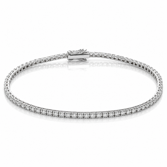 Bracciale tennis con diamanti bianchi ct 1,08 - 18 cm - in oro bianco 18kt (750)