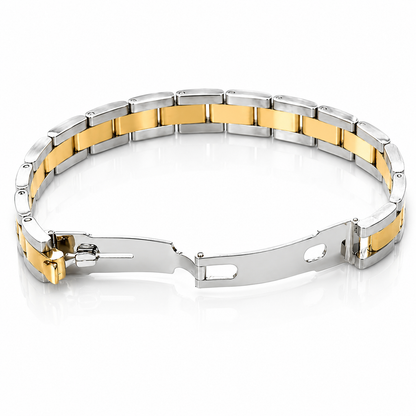 Bracciale jubilee lavorato in oro bianco e giallo 18kt (750)