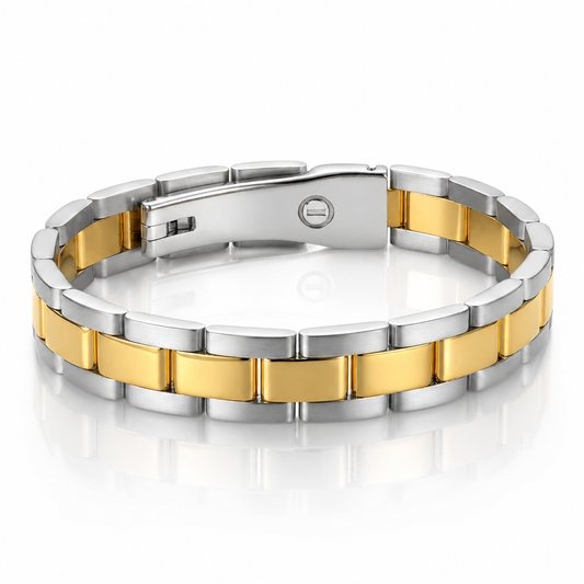 Bracciale jubilee lavorato in oro bianco e giallo 18kt (750)