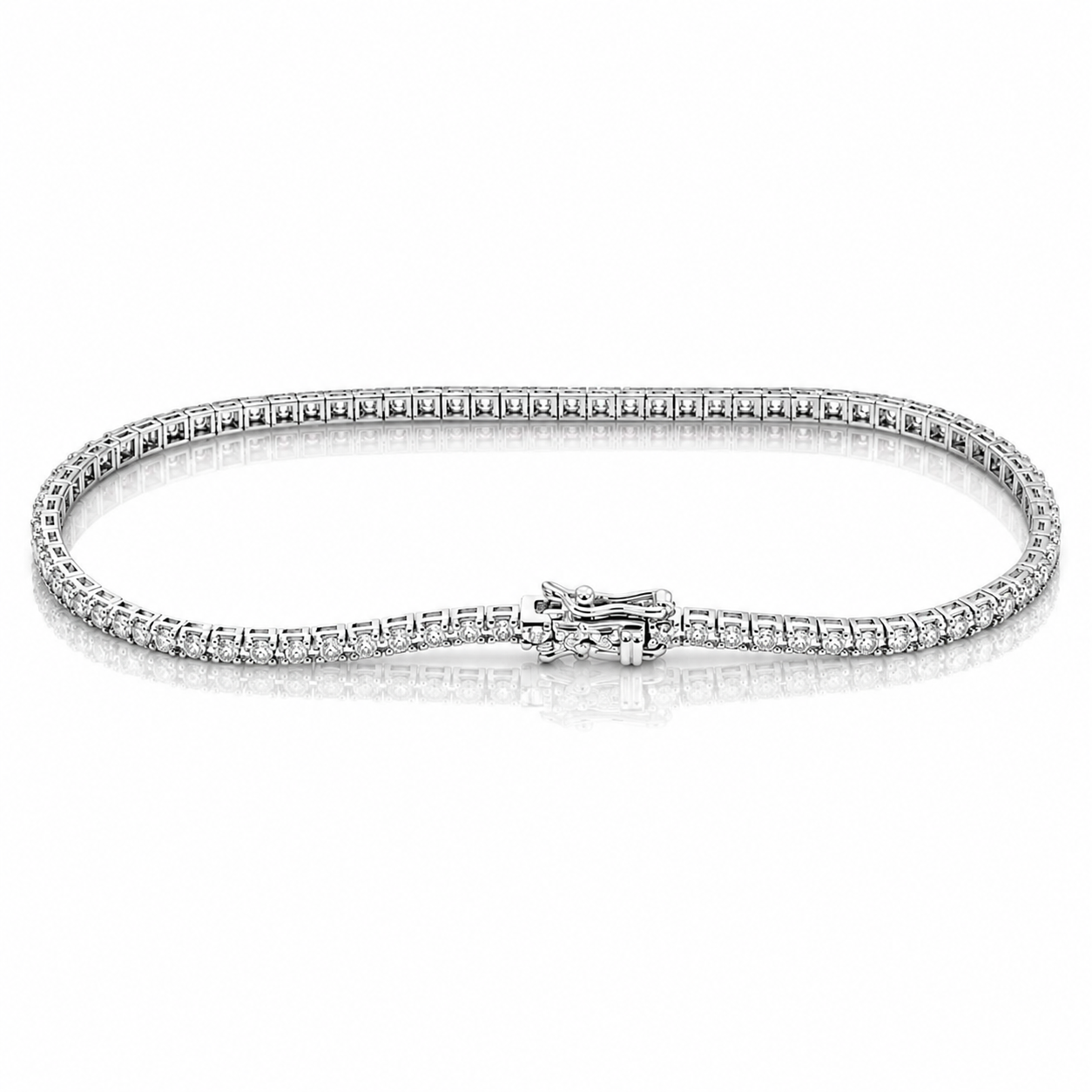 Bracciale tennis con diamanti bianchi ct 1,08 - 18 cm - in oro bianco 18kt (750)