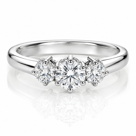 Anello trilogy magic con diamanti ct 0.65 in oro bianco 18kt (750)