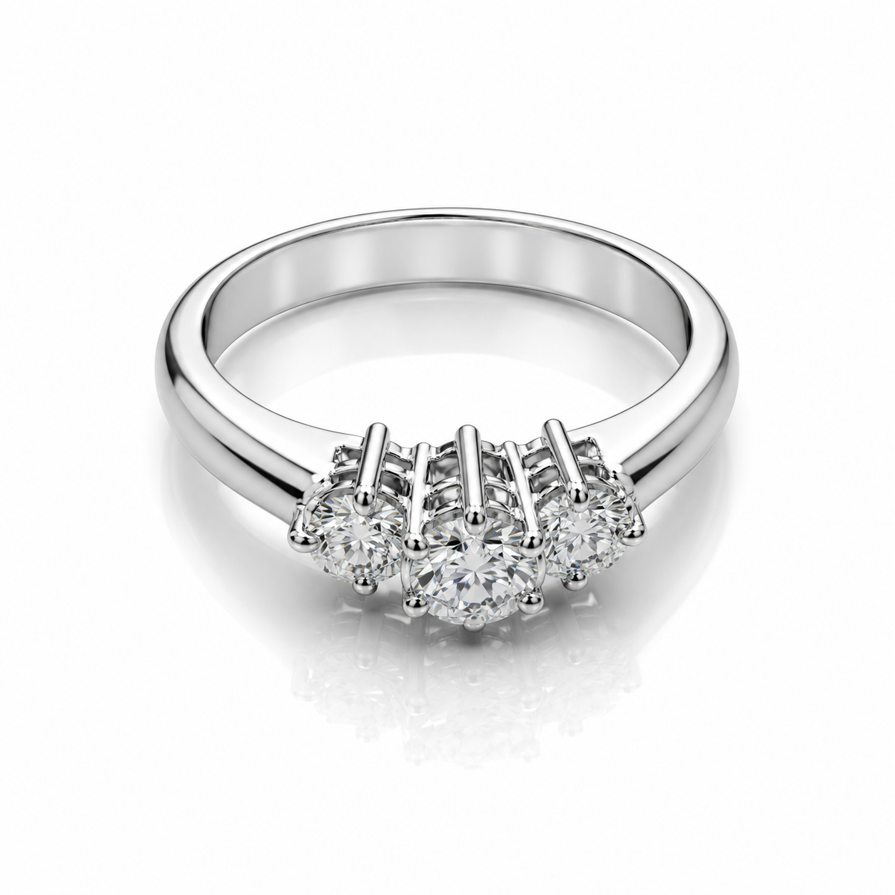 Anello trilogy magic con diamanti ct 0.65 in oro bianco 18kt (750)