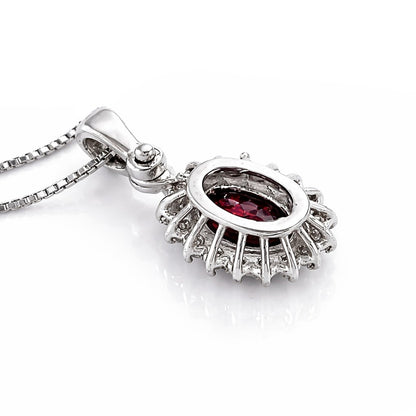 Collana con pendente Rubino ct 0,72 Diamanti ct 0,15 in oro bianco 18kt (750)