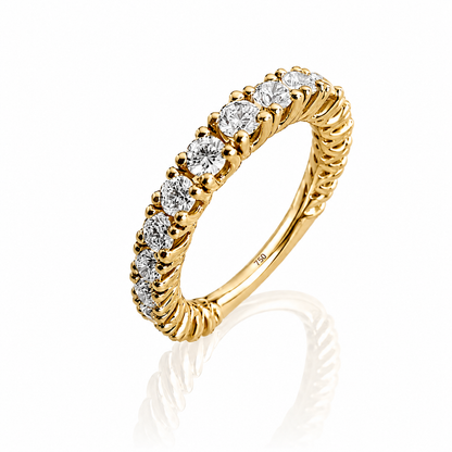 Anello veretta dégradé con diamanti ct 1,51 in oro giallo 18Kt (750)
