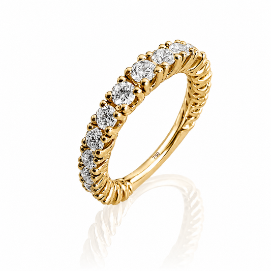 Anello veretta dégradé con diamanti ct 1,51 in oro giallo 18Kt (750)