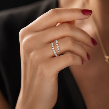 Anello contrarié con diamanti 0,45 ct in oro rosa 18 kt (750)