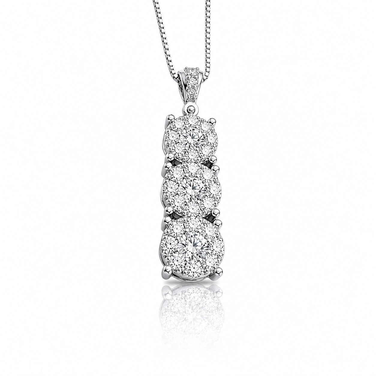 Collana trilogy magic con diamanti ct 0,34 in oro bianco 18 kt (750)