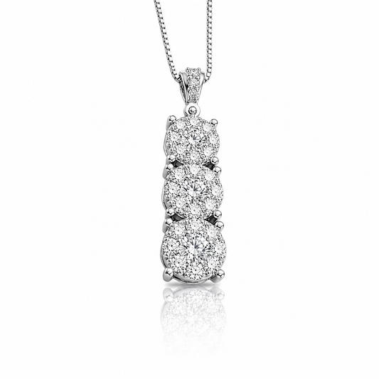 Collana trilogy magic con diamanti ct 0,93 ct in oro bianco 18kt (750)