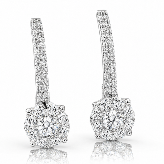 Orecchini pendenti magic con diamanti naturali ct 0,50 in oro bianco 18kt (750)