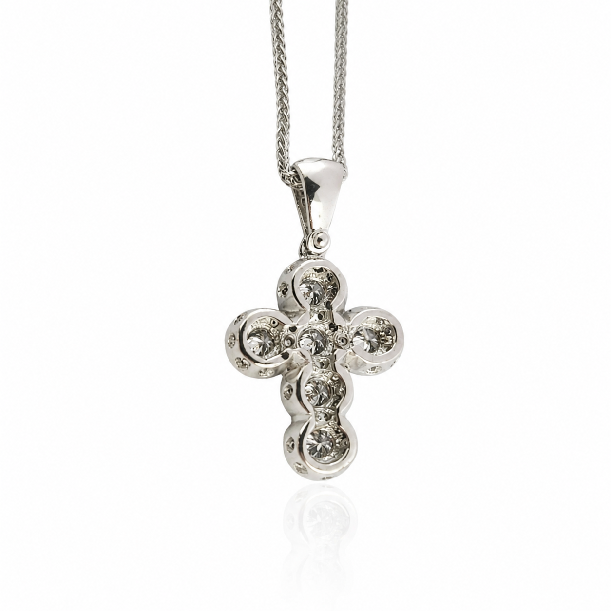 Collana Croce magic con diamanti ct 0,62 in oro bianco 18kt (750)