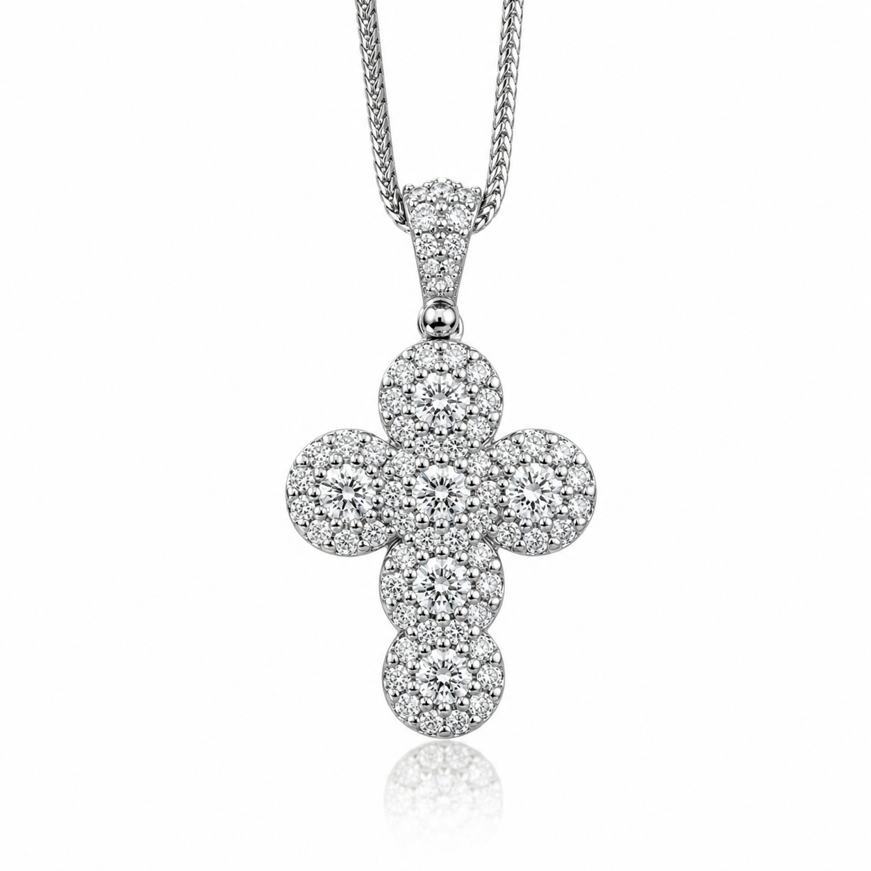 Collana Croce magic con diamanti ct 0,62 in oro bianco 18kt (750)