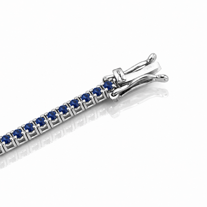 Bracciale tennis con zaffiri blu ct 4.08 - 20 cm - in oro bianco 18kt (750)