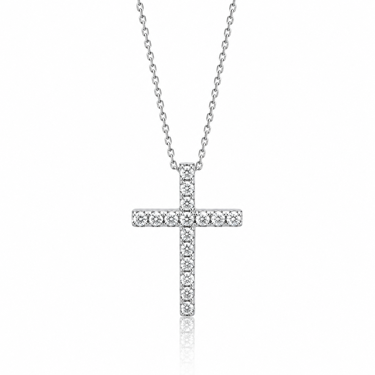 Collana Croce con diamanti ct 0.20 in oro bianco 18kt (750)