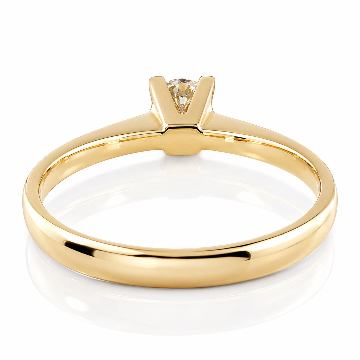 Anello solitario 4 griffe con diamante ct 0,25 in oro giallo 18kt (750)