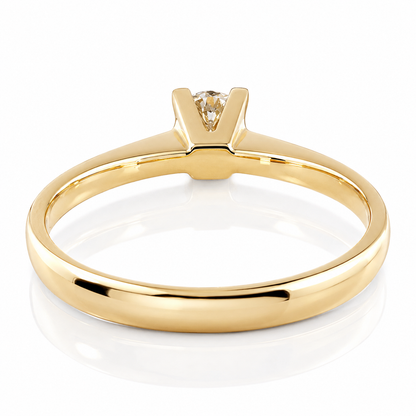 Anello solitario 4 griffe con diamante ct 0,25 in oro giallo 18kt (750)