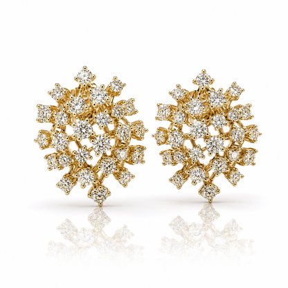 Orecchini bottone movimento floreale con Diamanti ct 1,12 in oro giallo 18kt (750)