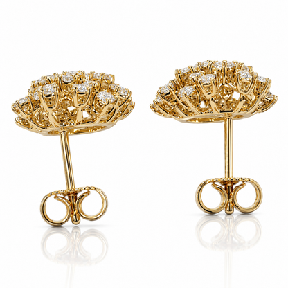 Orecchini bottone movimento floreale con Diamanti ct 1,12 in oro giallo 18kt (750)