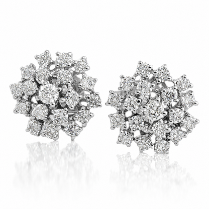 Orecchini bottone con Diamanti ct 0.61 in oro bianco 18kt (750)