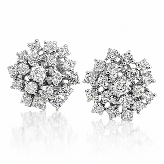 Orecchini bottone con diamanti ct 0.61 in oro bianco 18kt (750)